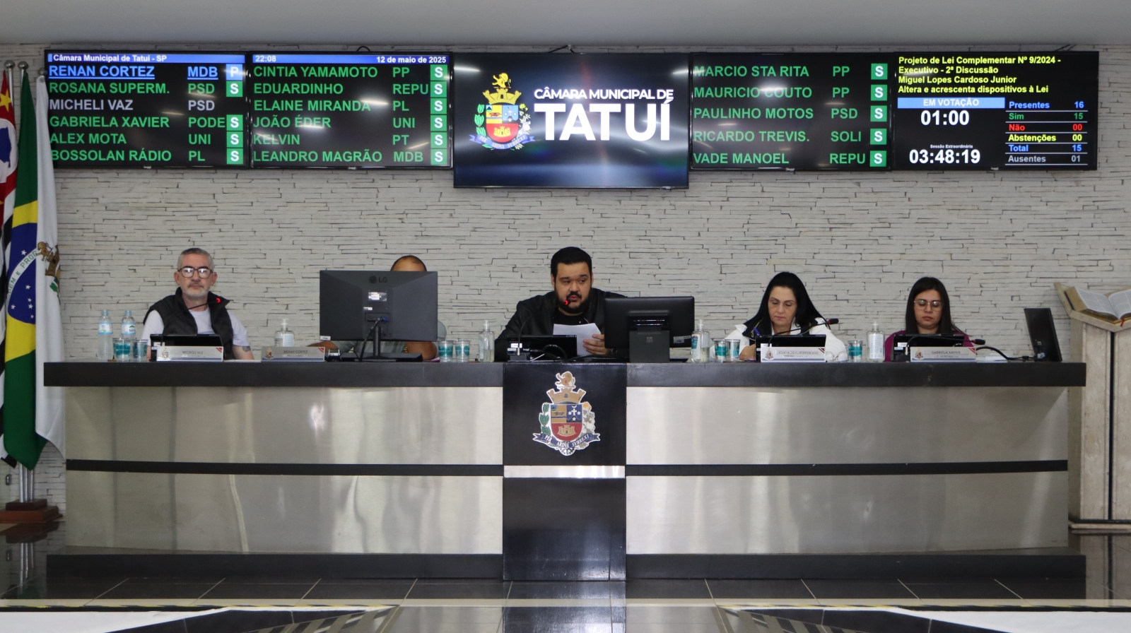 CÂMARA DE TATUÍ VOTA TRÊS PROJETOS NA 8ª SESSÃO EXTRAORDINÁRIA