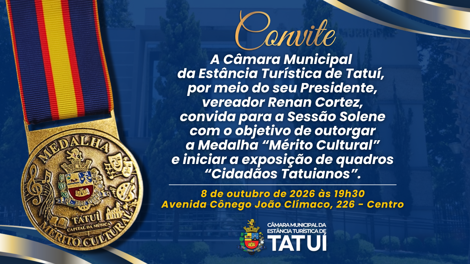 CÂMARA DE TATUÍ VAI ENTREGAR A MEDALHA “MÉRITO CULTURAL”