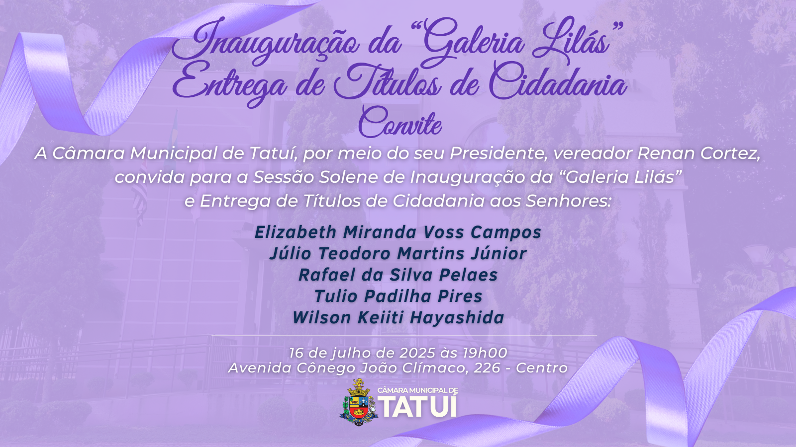 Galeria Lilás e entrega de títulos de Cidadania