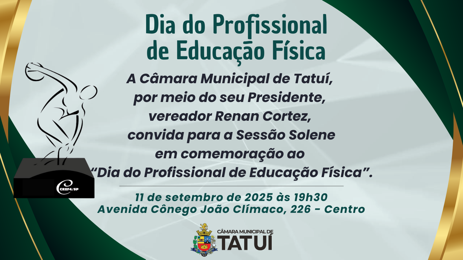 SESSÃO SOLENE VAI HOMENAGEAR OS PROFISSIONAIS DE EDUCAÇÃO FÍSICA
